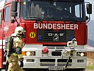 Die Flughafenfeuerwehr des Bundesheeres am Einsatzort.