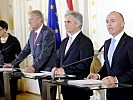 V.l.: Innenministerin Johanna Mikl-Leitner, Vizekanzler Reinhold Mitterlehner, Bundeskanzler Werner Faymann und Verteidigungsminister Gerald Klug.