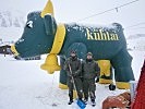 Das Kühtai-Maskottchen als beliebtes Fotomotiv.