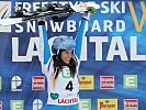 Bundesheer-Leistungssportlerin Julia Dujmovits freut sich über Silber im Parallel-Slalom.