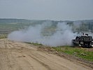 Eine Panzerhaubitze M-109 A5Ö in der Feuerstellung.