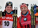 Die Medaillengewinner Dominik Landertinger, l. und Simon Eder.