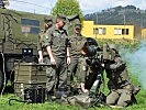 Die Soldaten am Lenkwaffen-Simulator in der Landwehr-Kaserne.