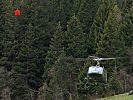 Im Minutentakt fliegen die zwei Hubschrauber zum Brandherd.