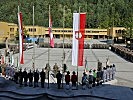 Am Antreteplatz in der Standschützen-Kaserne in Innsbruck wird der Traditionstag des Stabsbataillons 6 gefeiert.