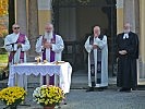 Zelebrierten den Gottesdienst, v.l.: Diakon Richard Hörtnagl, Militärdekan i. R. Josef Haas, Hermann Röck und Pfarrer Richard Rotter.