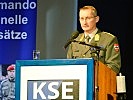 Der Kommandant, Brigadier Habersatter, bei seiner Ansprache.