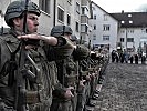 Der Pionierzug des Militärkommandos Vorarlberg mit den neuen Kampfhelmen.