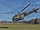 Alarmstart der "Alouette" III direkt vor dem Hangar.