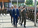 V.l.: Bürgermeister Dieter Lauermann, Landesrat Christian Ganter, Major Michael Köck, Brigadier Ernst Konzett.