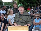 Oberst Ulfried Khom, der stellvertretende Kommandant der 7. Jägerbrigade, bei seiner Ansprache.