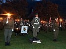 Militärkapellmeister Pranter führte den "Großen Österreichischen Zapfenstreich" mit der Militärmusik als Abschluss dieser Angelobung auf.