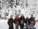 Die Heeressportler des Leistungszentrums 10 in Hochfilzen, Sektion Biatlohn, v.l.: Rekrut Stefan Fuchs, Zugsführer Simon Eder, Zugsführer Dominik Landertinger, Rekrut Felix Leitner, Zugsführer Sven Grossegger.