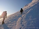 Hochtourenausbildung in den Bergen von Chamonix bedeutet von früh bis spät unterwegs zu sein.