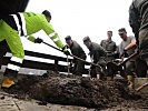 49 Soldaten aus der Wallner-Kaserne unterstützen die freiwilligen Helfer.