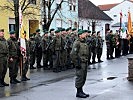 Vor der Angelobung: Aufstellung für das Totengedenken.