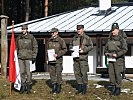 Die Mannschaft des Militärkommandos Vorarlberg war beim Mannschaftsschießen mit dem Gewehr nicht zu schlagen, von links: Oberwachtmeister Kevin Schicho, Vizeleutnant Thomas Heim, Vizeleutnant Fritz Heidenkummer und Vizeleutnant Michael Mathis.