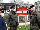 General Brieger im Gespräch mit dem steirischen Militärkommandanten Brigadier Zöllner und der Leiterin der Einsatz-, Grenz- und Fremdenpolizeilichen Abteilung der Landespolizeidirektion Steiermark.