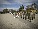 Die Soldaten der Bataillone der 7. Jägerbrigade beim militärischen Festakt.