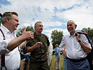 Wiens Bürgermeister Michael Ludwig (l.), Militärkommandant Kurt Wagner (m.) und Bundespräsident Alexander Van der Bellen.