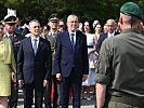 Landesstatthalterin Barbara Schöbi-Fink, der Schweizer Bundespräsident Ingnazio Cassis und Bundespräsident Alexander Van der Bellen.