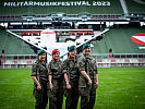 Vier Militärmusikerinnen aus Ried im Innkreis spielen beim Militärmusikfestival in Klagenfurt.