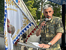 Der Bataillonskommandant des JgB W1 "Hoch- und Deutschmeister", Oberst Stefan Koroknai, bei seinen Begrüßungsworten.