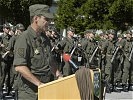 Der Kommandant der 6.Jägerbrigade, Brigadier Ernst Konzett, bei seiner Ansprache.