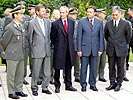 V.l.: Generalmajor Semmlitsch, Dr. Hahn, Pech, Minister Platter, Stadtrat Faymann.