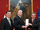 V.l.: Minister Norbert Darabos, General i.R. Roland Ertl, Bundespräsident Heinz Fischer.