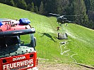 Gemeinsam kämpfen die Einsatzkräfte gegen den Waldbrand.