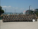 Die Mitglieder der Militärmusik Vorarlberg im Bregenzer Hafen.