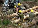 Die Soldaten errichteten eine selbsttragende Krainerwand.