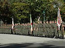 Die Soldaten der 6. Jägerbrigade sind zum Festakt angetreten.