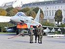 Das Eurofighter-Modell steht beim Prinz-Eugen-Denkmal. (Bild öffnet sich in einem neuen Fenster)