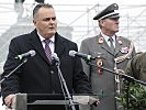 Verteidigungsminister Doskozil bei seiner Ansprache. (Bild öffnet sich in einem neuen Fenster)