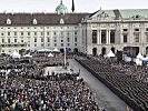 Die Truppe ist für die Angelobung am Heldenplatz angetreten. (Bild öffnet sich in einem neuen Fenster)