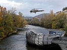 Die "Alouette" III landet in der Grazer Innenstadt. (Bild öffnet sich in einem neuen Fenster)