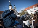 Die "Alouette" III am Maria Hilferplatz. (Bild öffnet sich in einem neuen Fenster)