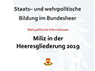 Miliz in der Heeresgliederung 2019